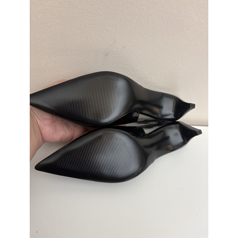NIB Steve Madden Alynna Black Patent Slingback Pumps Pointed Toe Cone Heels 7.5 - Picture 13 of 16